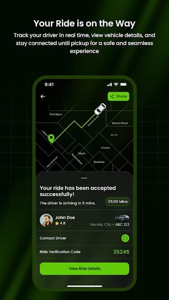 Rider payment screen